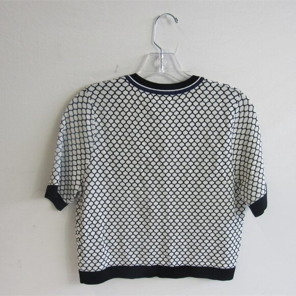 Wanko NWT White/Black/Navy Honeycomb Print Cardigan, Size F (HK), US-Small - Picture 4 of 9